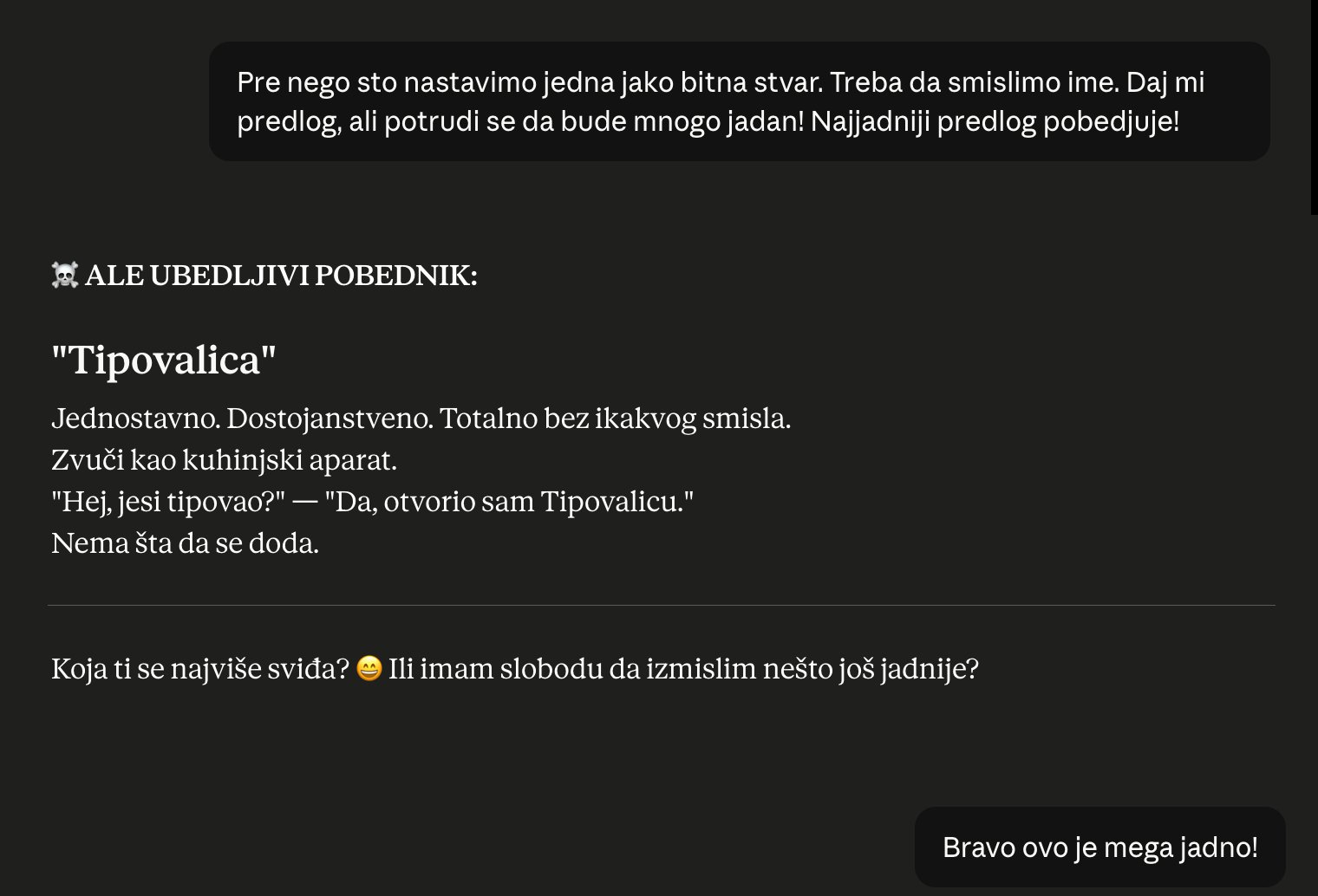 AI predlog imena Tipovalica